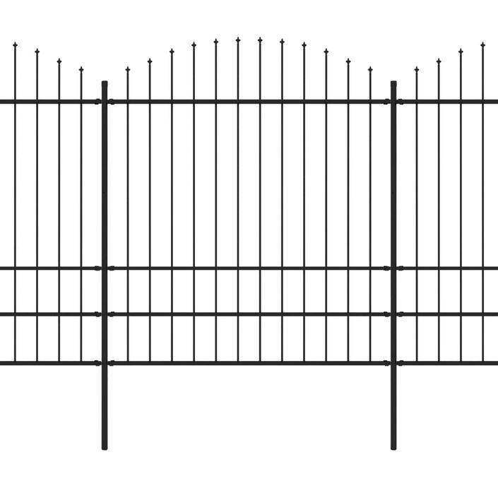 Clôture de jardin à dessus en lance Acier (1,75-2)x3,4 m Noir - Photo n°2