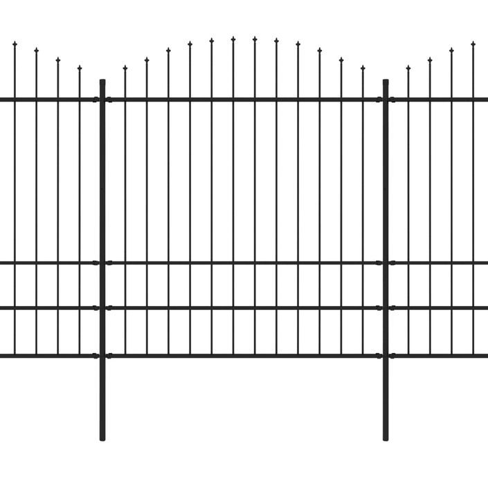 Clôture de jardin à dessus en lance Acier (1,75-2)x6,8 m Noir - Photo n°2