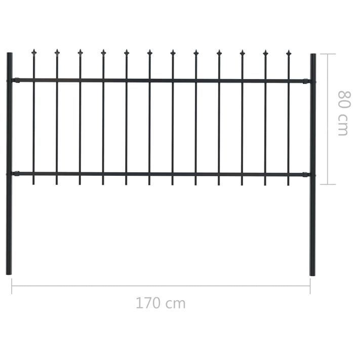 Clôture de jardin avec dessus en lance Acier 1,7 x 0,8 m Noir - Photo n°5