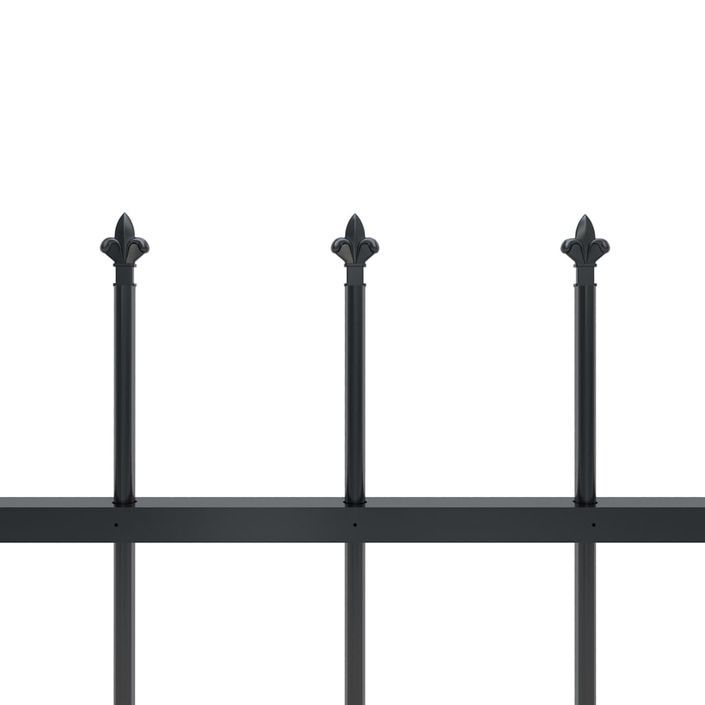 Clôture de jardin avec dessus en lance Acier 5,1 x 0,6 m Noir - Photo n°4