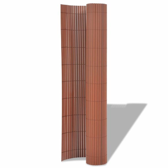 Clôture de jardin Double face PVC 90 x 300 cm Marron - Photo n°2