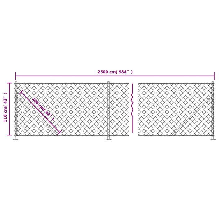 Clôture en mailles de chaîne avec bride argenté 1,1x25 m - Photo n°6