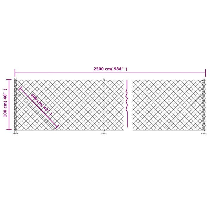 Clôture en mailles de chaîne avec bride argenté 1x25 m - Photo n°6