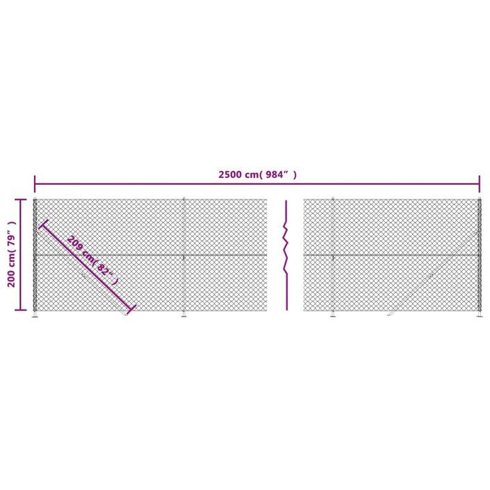 Clôture en mailles de chaîne avec bride argenté 2x25 m - Photo n°6