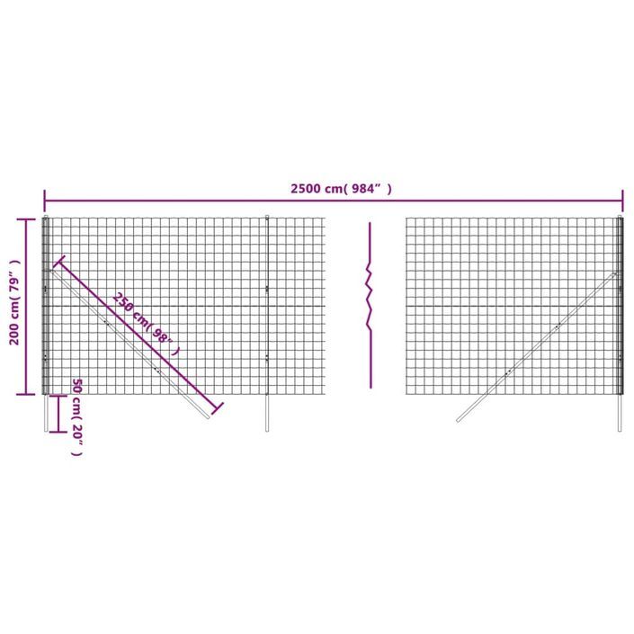 Clôture en treillis métallique anthracite 2x25m acier galvanisé - Photo n°5