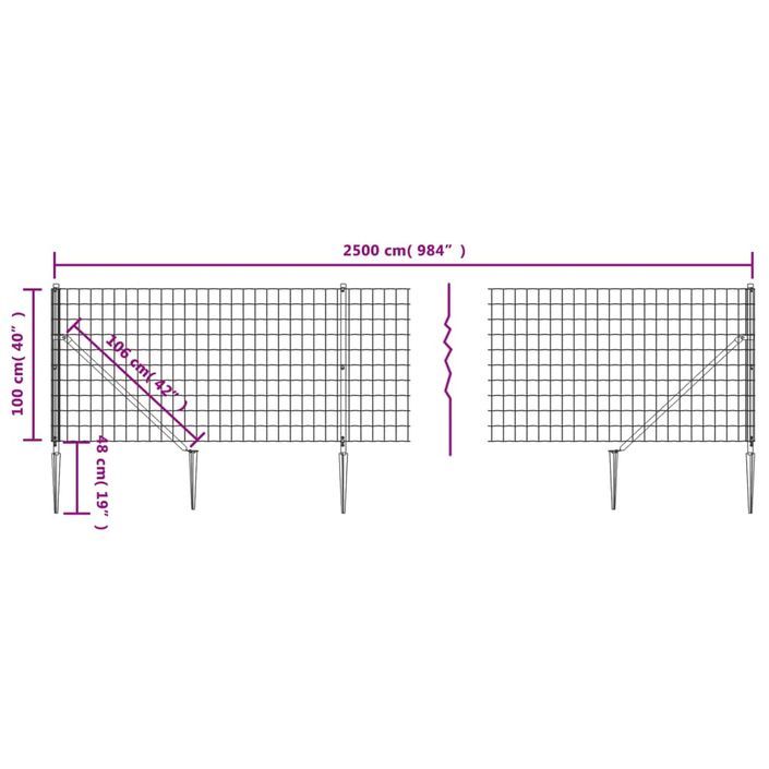 Clôture en treillis métallique et ancrage anthracite 1x25 m - Photo n°5