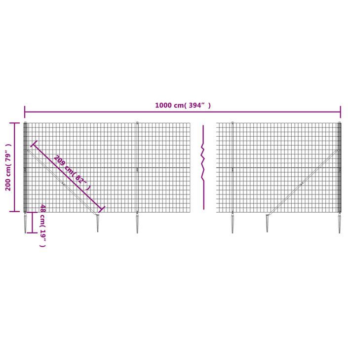 Clôture en treillis métallique et ancrage anthracite 2x10 m - Photo n°5