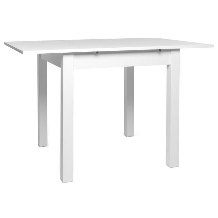 COBURG Table a manger extensible de 4 a 6 personne classique blanc - L 80-120 x l 80 cm - Photo n°4