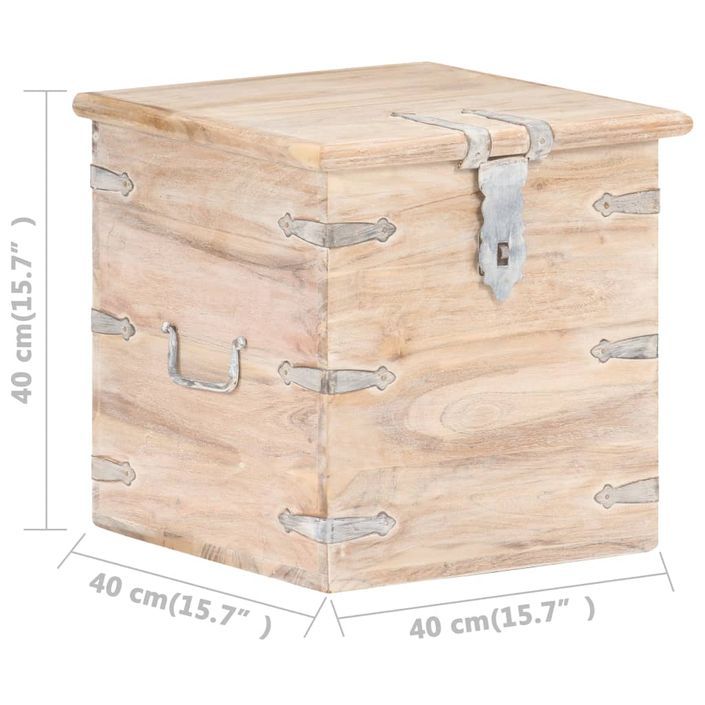 Coffre 40x40x40 cm Bois d'acacia solide 4 - Photo n°8