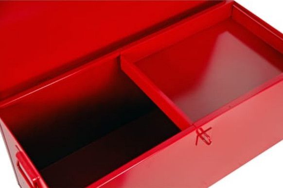 Coffre de chantier avec plateau amovible métal rouge Dax L 85 x H 40 x P 40 - Photo n°3