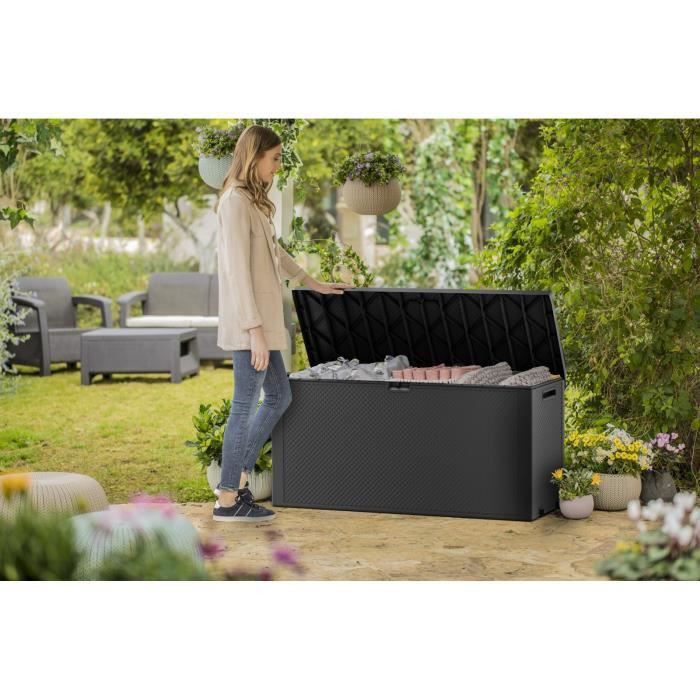 Coffre de jardin - Emily 270L anthracite - Photo n°5