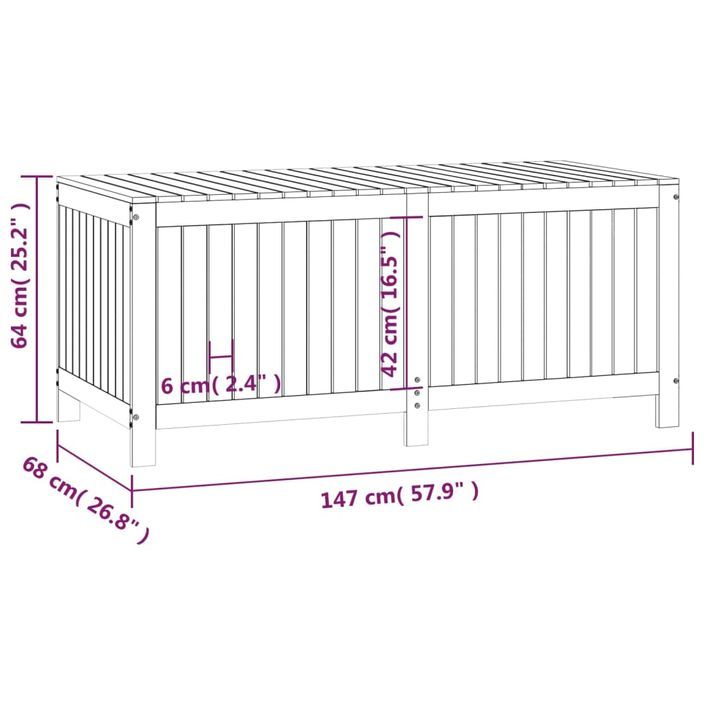 Coffre de rangement de jardin en bois massif de pin Pelika – Élégance rustique et grande capacité - Photo n°8