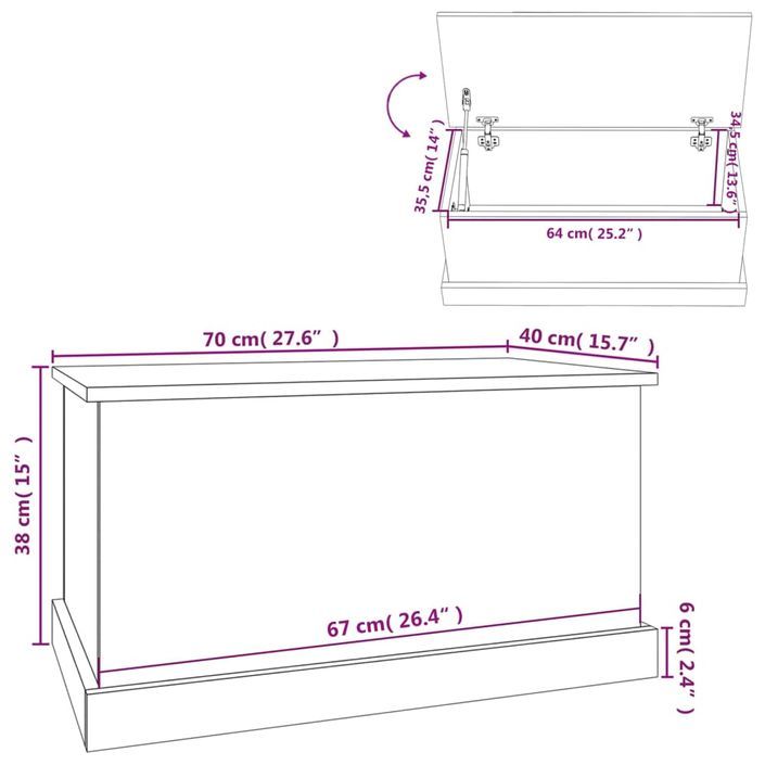 Coffre de rangement en bois Homira L 70 x H 38 x P 40 cm - Classique et intemporel - Photo n°12