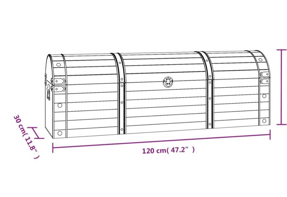 Coffre de rangement en bois noir 120 cm Style Trésor – Élégance rétro et polyvalence - Photo n°5