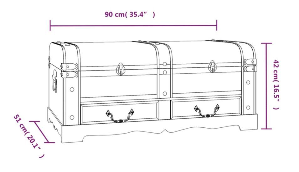 Coffre de rangement en bois noir 90 cm Style Trésor – Élégance rétro et polyvalence - Photo n°6