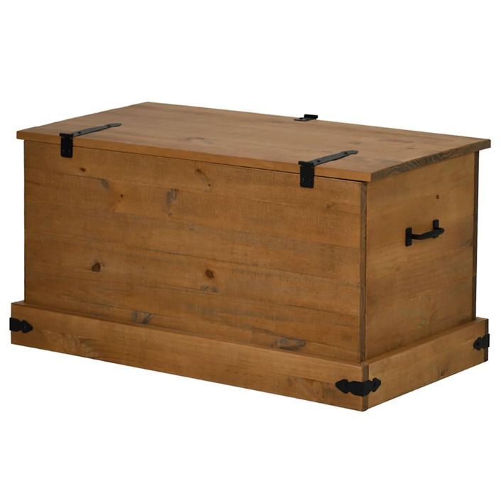 Coffre de rangement HALDEN 91x48x47 cm bois massif pin - Photo n°5