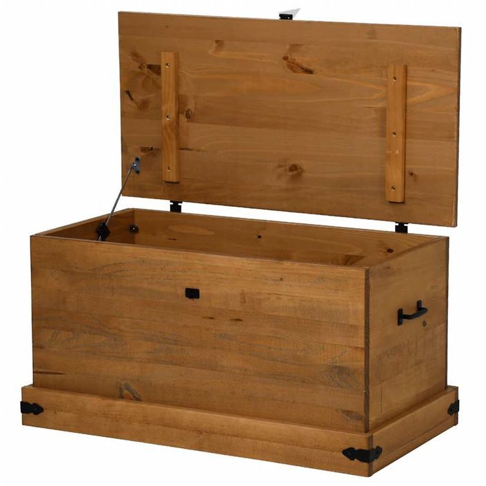 Coffre de rangement HALDEN 91x48x47 cm bois massif pin - Photo n°6