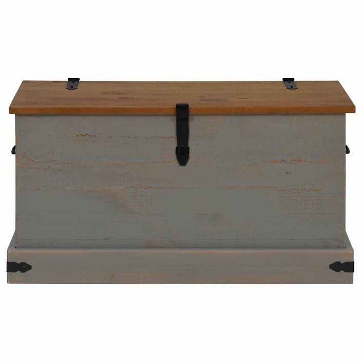 Coffre de rangement HALDEN gris 91x48x47 cm bois massif pin - Photo n°3