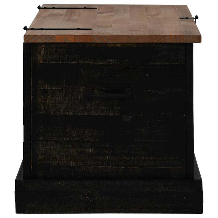 Coffre de rangement HALDEN noir 91x48x47 cm bois massif pin - Photo n°4