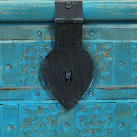 Coffre de rangement manguier massif bleu turquoise Pinkie - Photo n°4