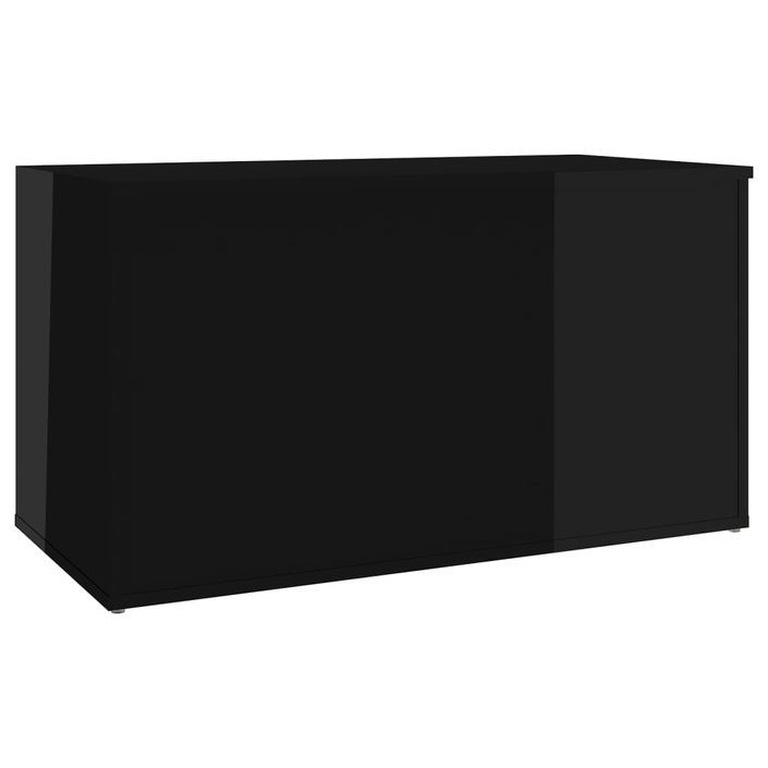 Coffre de rangement Noir brillant 84x42x46 cm - Photo n°5