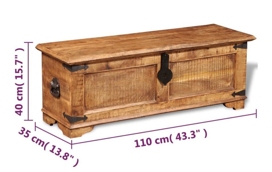 Coffre de rangement Vahina 110 cm – Bois de manguier brut avec finition cirée - Photo n°5