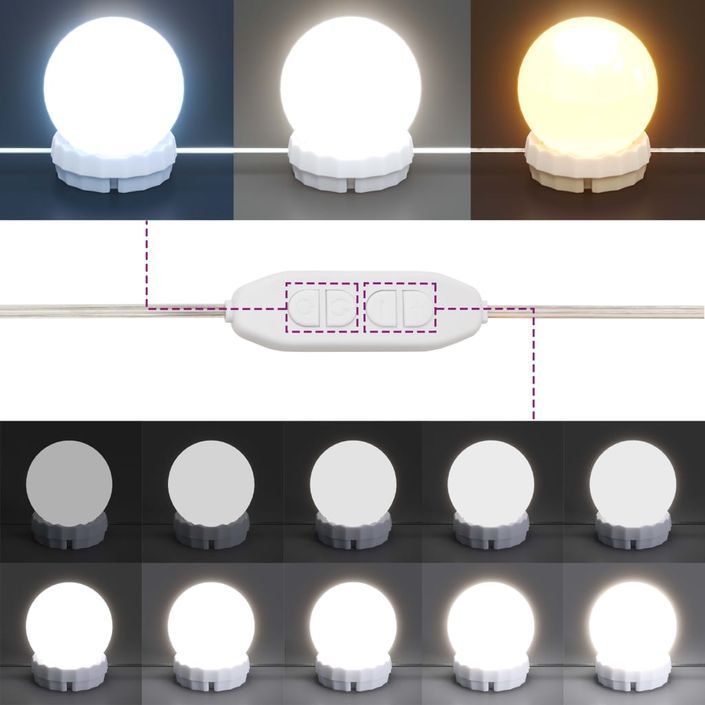 Coiffeuse à LED avec armoire Blanc Bois d'ingénierie - Photo n°10