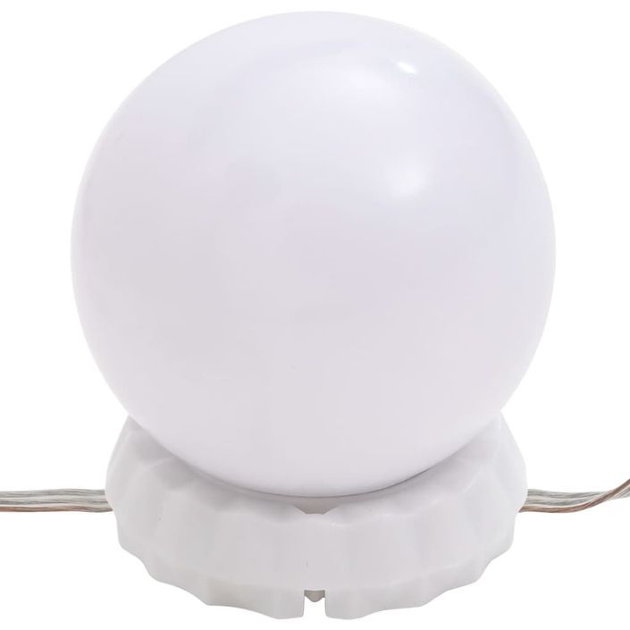 Coiffeuse à LED avec armoire Blanc brillant Bois d'ingénierie - Photo n°7