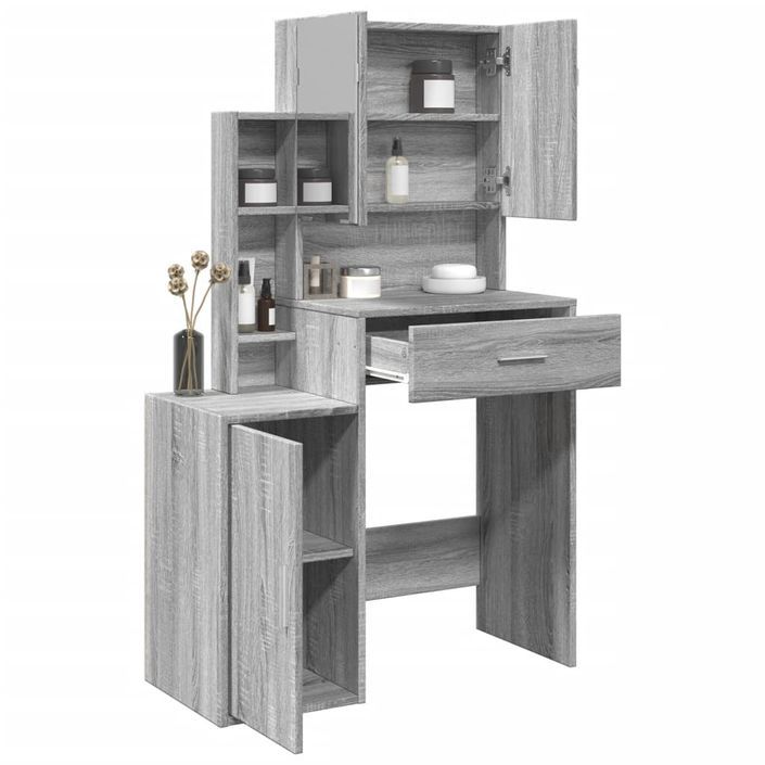 Coiffeuse avec armoire sonoma gris 80x35x132 cm - Photo n°1