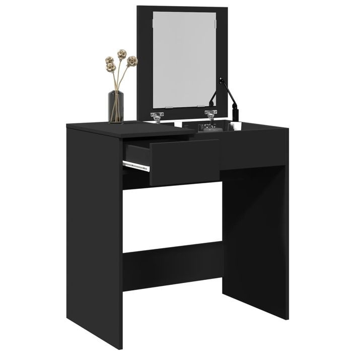 Coiffeuse avec miroir noir 73x46,5x120 cm - Photo n°1