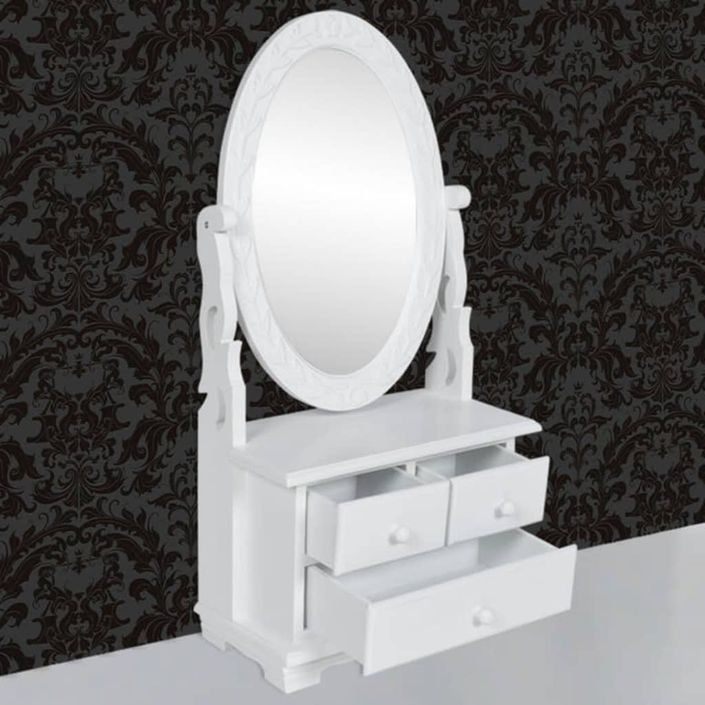 Coiffeuse avec miroir pivotant ovale MDF - Photo n°5