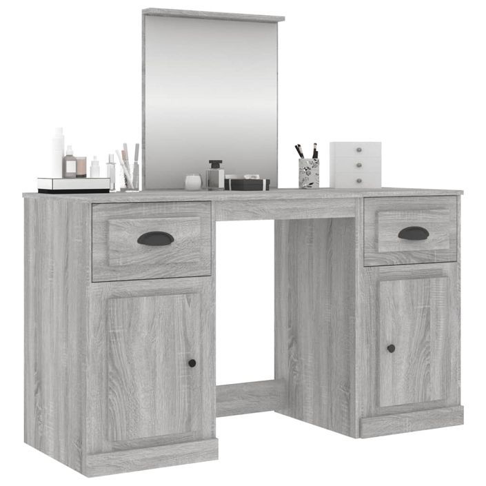 Coiffeuse avec miroir sonoma gris 130x50x132,5 cm - Photo n°4