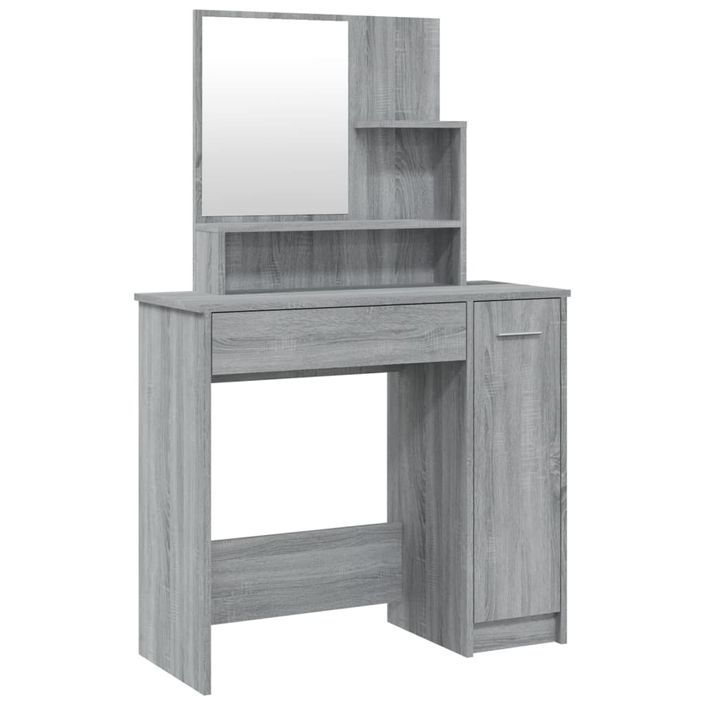 Coiffeuse avec miroir Sonoma gris 86,5x35x136 cm - Photo n°1