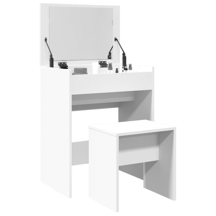 Coiffeuse et tabouret blanc 60x40x113,5 cm - Photo n°1