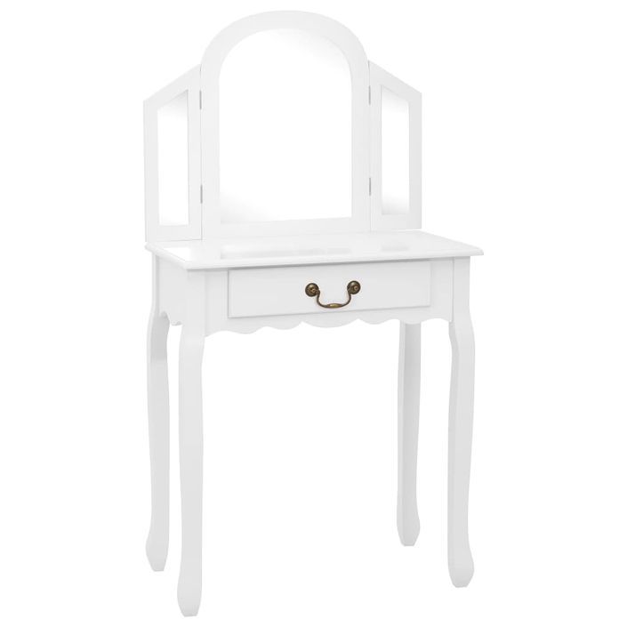 Coiffeuse et tabouret Blanc 65x36x128 cm Bois de paulownia MDF - Photo n°2