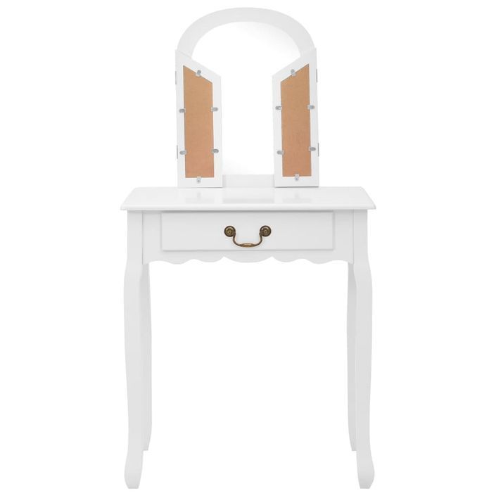 Coiffeuse et tabouret Blanc 65x36x128 cm Bois de paulownia MDF - Photo n°4