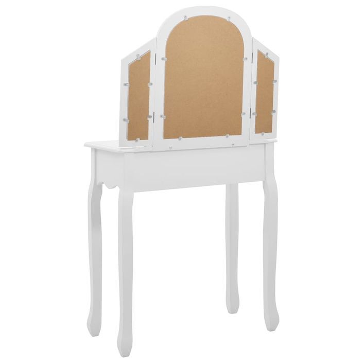 Coiffeuse et tabouret Blanc 65x36x128 cm Bois de paulownia MDF - Photo n°6