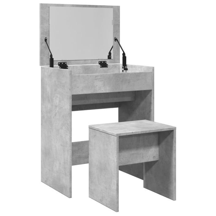 Coiffeuse et tabouret gris béton 60x40x113,5 cm - Photo n°8