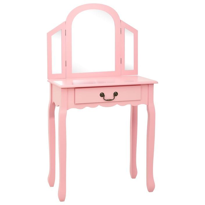 Coiffeuse et tabouret Rose 65x36x128 cm Bois de paulownia MDF 2 - Photo n°2