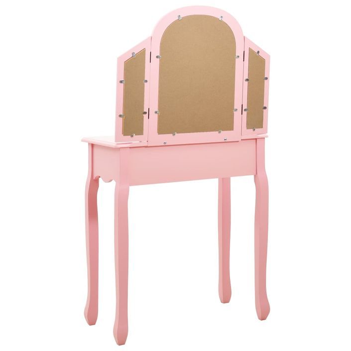 Coiffeuse et tabouret Rose 65x36x128 cm Bois de paulownia MDF 2 - Photo n°6