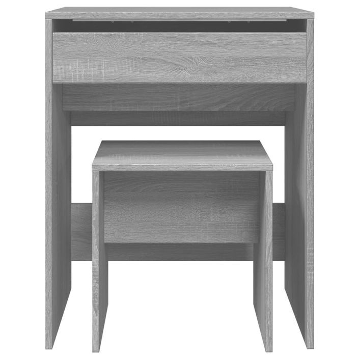 Coiffeuse et tabouret sonoma gris 60x40x113,5 cm - Photo n°5