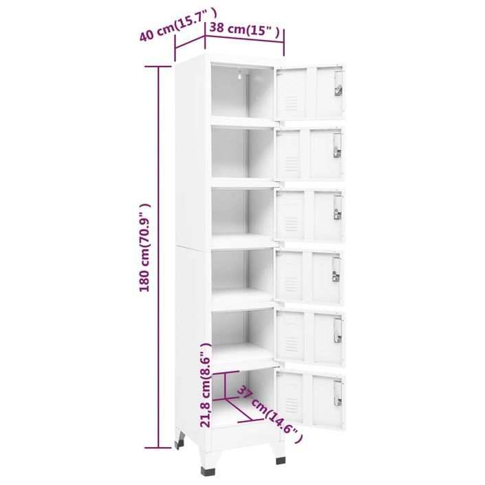 Colonne de rangement en acier Koface 38 cm – 6 casiers avec fermeture à clé - Photo n°16