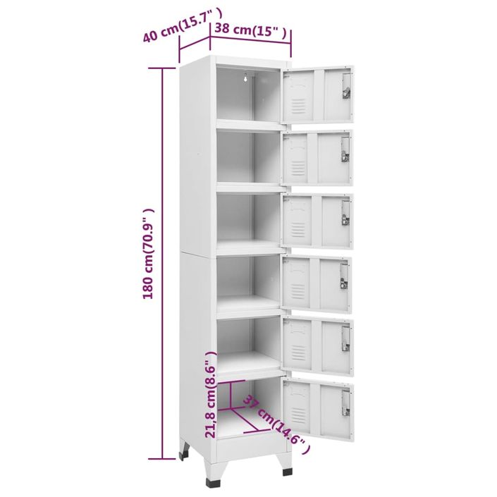 Colonne de rangement en acier Koface 38 cm – 6 casiers avec fermeture à clé - Photo n°8