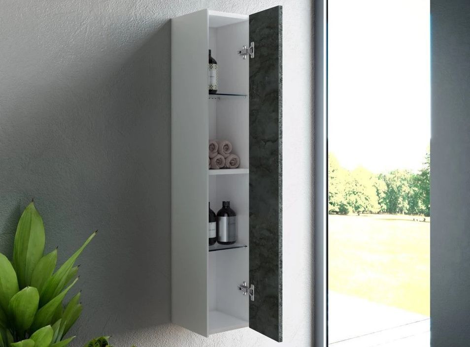 Colonne de salle de bain laqué blanc et gris oxyde Lago L 25 cm - Photo n°3
