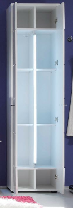 Colonne salle de bain à LED 2 portes mélaminé blanc Polyn - Photo n°3