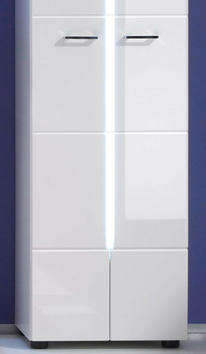 Colonne salle de bain à LED 2 portes mélaminé blanc Polyn - Photo n°4