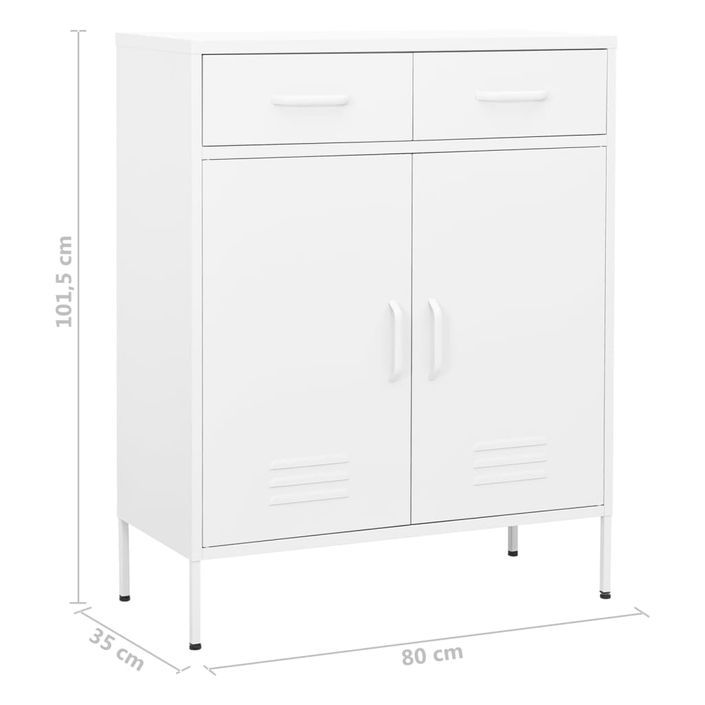 Commode 2 portes 2 tiroirs Klako 80 cm - Acier mat - Photo n°10