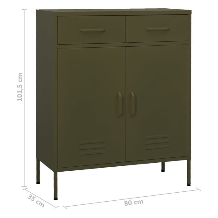 Commode 2 portes 2 tiroirs Klako 80 cm - Acier mat - Photo n°10