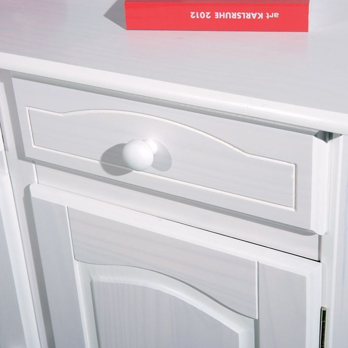 Commode 2 portes 2 tiroirs pin massif vernis blanc Brito 88 cm - Photo n°8