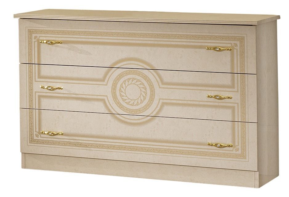 Commode 3 grands tiroirs laqué beige Soraya 116 cm - Photo n°1